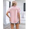 image:imageZeagoo Womens Button Down Shirt Short Sleeve Blouse V Neck Dressy Casual Business Work Tops with Pocket SXXLPink Stripes
