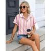 image:imageZeagoo Womens Button Down Shirt Short Sleeve Blouse V Neck Dressy Casual Business Work Tops with Pocket SXXLPink Stripes