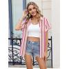 image:imageZeagoo Womens Button Down Shirt Short Sleeve Blouse V Neck Dressy Casual Business Work Tops with Pocket SXXLPink Stripes