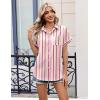 image:imageZeagoo Womens Button Down Shirt Short Sleeve Blouse V Neck Dressy Casual Business Work Tops with Pocket SXXLPink Stripes