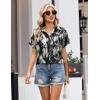 image:imageZeagoo Womens Button Down Shirt Short Sleeve Blouse V Neck Dressy Casual Business Work Tops with Pocket SXXLTie Dye