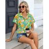 image:imageZeagoo Womens Button Down Shirt Short Sleeve Blouse V Neck Dressy Casual Business Work Tops with Pocket SXXLVibrant Tropical Plants