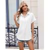 image:imageZeagoo Womens Button Down Shirt Short Sleeve Blouse V Neck Dressy Casual Business Work Tops with Pocket SXXLWhite