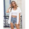 image:imageZeagoo Womens Button Down Shirt Short Sleeve Blouse V Neck Dressy Casual Business Work Tops with Pocket SXXLWhite