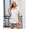 image:imageZeagoo Womens Button Down Shirt Short Sleeve Blouse V Neck Dressy Casual Business Work Tops with Pocket SXXLWhite Leaves