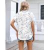 image:imageZeagoo Womens Button Down Shirt Short Sleeve Blouse V Neck Dressy Casual Business Work Tops with Pocket SXXLWhite Leaves