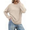 image:imageZeagoo Fall Sweaters for Women 2026 Long Sleeve Crewneck Ribbed Knit Pullover Sweater Loose Fit Basic Jumper TopsA Warm Apricot