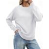 image:imageZeagoo Fall Sweaters for Women 2026 Long Sleeve Crewneck Ribbed Knit Pullover Sweater Loose Fit Basic Jumper TopsA White