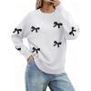 image:imageZeagoo Fall Sweaters for Women 2026 Long Sleeve Crewneck Ribbed Knit Pullover Sweater Loose Fit Basic Jumper TopsBow612