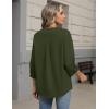 image:imageZeagoo Button Down Shirts for Women 34 Sleeve Linen Cotton V Neck Tops Dressy Casual Loose Work BlousesArmy Green
