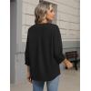 image:imageZeagoo Button Down Shirts for Women 34 Sleeve Linen Cotton V Neck Tops Dressy Casual Loose Work BlousesBlack