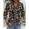 image:imageZeagoo Button Down Shirts for Women 34 Sleeve Linen Cotton V Neck Tops Dressy Casual Loose Work BlousesBlack Hawaiiansf209