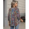 image:imageZeagoo Button Down Shirts for Women 34 Sleeve Linen Cotton V Neck Tops Dressy Casual Loose Work BlousesBohomz721