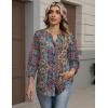 image:imageZeagoo Button Down Shirts for Women 34 Sleeve Linen Cotton V Neck Tops Dressy Casual Loose Work BlousesBohomz721