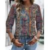 image:imageZeagoo Button Down Shirts for Women 34 Sleeve Linen Cotton V Neck Tops Dressy Casual Loose Work BlousesBohomz721