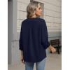 image:imageZeagoo Button Down Shirts for Women 34 Sleeve Linen Cotton V Neck Tops Dressy Casual Loose Work BlousesNany Blue