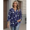 image:imageZeagoo Button Down Shirts for Women 34 Sleeve Linen Cotton V Neck Tops Dressy Casual Loose Work BlousesNany Flowersf180