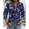 image:imageZeagoo Button Down Shirts for Women 34 Sleeve Linen Cotton V Neck Tops Dressy Casual Loose Work BlousesNany Flowersf180