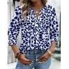 image:imageZeagoo Button Down Shirts for Women 34 Sleeve Linen Cotton V Neck Tops Dressy Casual Loose Work BlousesNany Leafzw522