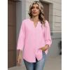 image:imageZeagoo Button Down Shirts for Women 34 Sleeve Linen Cotton V Neck Tops Dressy Casual Loose Work BlousesPink