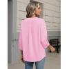 image:imageZeagoo Button Down Shirts for Women 34 Sleeve Linen Cotton V Neck Tops Dressy Casual Loose Work BlousesPink