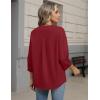 image:imageZeagoo Button Down Shirts for Women 34 Sleeve Linen Cotton V Neck Tops Dressy Casual Loose Work BlousesRed