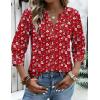 image:imageZeagoo Button Down Shirts for Women 34 Sleeve Linen Cotton V Neck Tops Dressy Casual Loose Work BlousesRed Flowerxh235