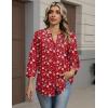 image:imageZeagoo Button Down Shirts for Women 34 Sleeve Linen Cotton V Neck Tops Dressy Casual Loose Work BlousesRed Flowerxh235