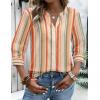 image:imageZeagoo Button Down Shirts for Women 34 Sleeve Linen Cotton V Neck Tops Dressy Casual Loose Work BlousesStripestw720