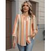 image:imageZeagoo Button Down Shirts for Women 34 Sleeve Linen Cotton V Neck Tops Dressy Casual Loose Work BlousesStripestw720