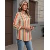 image:imageZeagoo Button Down Shirts for Women 34 Sleeve Linen Cotton V Neck Tops Dressy Casual Loose Work BlousesStripestw720
