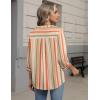 image:imageZeagoo Button Down Shirts for Women 34 Sleeve Linen Cotton V Neck Tops Dressy Casual Loose Work BlousesStripestw720