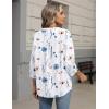 image:imageZeagoo Button Down Shirts for Women 34 Sleeve Linen Cotton V Neck Tops Dressy Casual Loose Work BlousesWhite Flowersbf290
