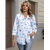 image:imageZeagoo Button Down Shirts for Women 34 Sleeve Linen Cotton V Neck Tops Dressy Casual Loose Work BlousesWhite Flowersbf361