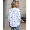 image:imageZeagoo Button Down Shirts for Women 34 Sleeve Linen Cotton V Neck Tops Dressy Casual Loose Work BlousesWhite Flowersbf361