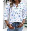 image:imageZeagoo Button Down Shirts for Women 34 Sleeve Linen Cotton V Neck Tops Dressy Casual Loose Work BlousesWhite Flowersbf361