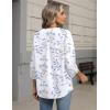 image:imageZeagoo Button Down Shirts for Women 34 Sleeve Linen Cotton V Neck Tops Dressy Casual Loose Work BlousesWhite Leafsp106