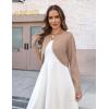 image:imageZeagoo Cropped Cardigan Sweaters for Women Long Sleeve Knit Open Front Bolero Shrug for DressesKhaki