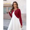 image:imageZeagoo Cropped Cardigan Sweaters for Women Long Sleeve Knit Open Front Bolero Shrug for DressesRed
