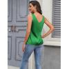 image:imageZeagoo Women 2026 Silk Satin Tank Top Casual V Neck Camisole Blouses Loose Sleeveless Cami Basic Tank ShirtGreen
