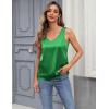 image:imageZeagoo Women 2026 Silk Satin Tank Top Casual V Neck Camisole Blouses Loose Sleeveless Cami Basic Tank ShirtGreen