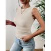 image:imageZeagoo Womens High Neck Tank Top 2026 Summer Casual Ribbed Knit Slim Fitted Basic Textured Sleeveless Shirts2 Pack Beige  Black