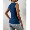 image:imageZeagoo Womens High Neck Tank Top 2026 Summer Casual Ribbed Knit Slim Fitted Basic Textured Sleeveless Shirts2 Pack Blue  Black