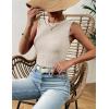 image:imageZeagoo Womens High Neck Tank Top 2026 Summer Casual Ribbed Knit Slim Fitted Basic Textured Sleeveless Shirts2 Pack White  Beige