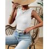 image:imageZeagoo Womens High Neck Tank Top 2026 Summer Casual Ribbed Knit Slim Fitted Basic Textured Sleeveless Shirts2 Pack White  Black