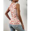 image:imageZeagoo Womens High Neck Tank Top 2026 Summer Casual Ribbed Knit Slim Fitted Basic Textured Sleeveless ShirtsAfloral Orange
