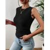 image:imageZeagoo Womens High Neck Tank Top 2026 Summer Casual Ribbed Knit Slim Fitted Basic Textured Sleeveless ShirtsBlack