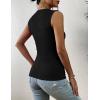 image:imageZeagoo Womens High Neck Tank Top 2026 Summer Casual Ribbed Knit Slim Fitted Basic Textured Sleeveless ShirtsBlack