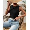 image:imageZeagoo Womens High Neck Tank Top 2026 Summer Casual Ribbed Knit Slim Fitted Basic Textured Sleeveless ShirtsBlack