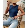 image:imageZeagoo Womens High Neck Tank Top 2026 Summer Casual Ribbed Knit Slim Fitted Basic Textured Sleeveless ShirtsBlue